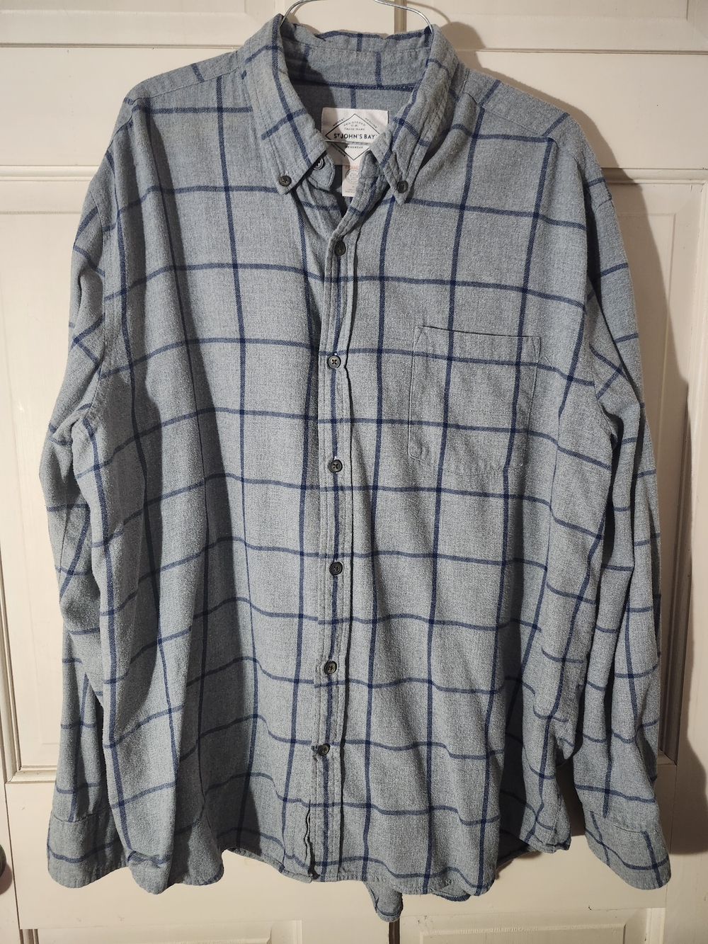 St. John's Bay Gray Windowpane Button-Down Shirt